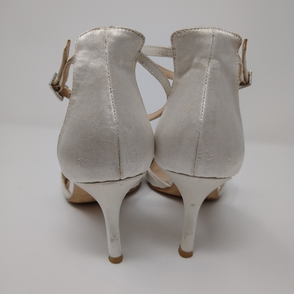 Pelle Moda | white satin & leather heels - Picture 3 of 6